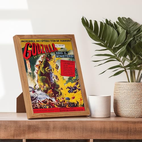 Image of Godzilla FRAMED - 8x10 Vintage Hollywood Horror Movie Poster Wall Art Print - Creepy Classic Scary Movie Home Decor Picture for Man Cave, Boys Bedroom, Teens Room - Gift for Men
