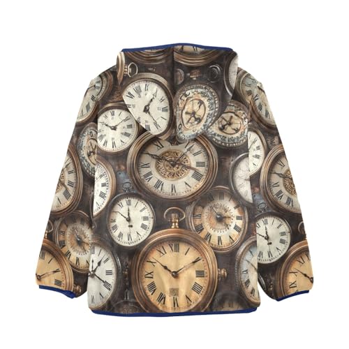 Vintage Clocks Girls Fleece Jacket Girls Fall Jacket Girls Zip Up Hoodie Girls Sherpa Jacket 2-10T2