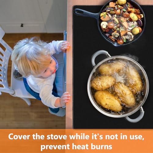 Image of Cooker Cover, Electric Cooker Cover Mat for Induction Burners Glass Hob, Flat Top Oven Cover, 61 x 53 cm, Black