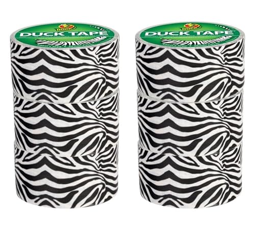 Duck Brand Zig-Zag Zebra Printed Duct Tape, Black/White, 1.88-Inch by 10 Yards, Case of 6 Rolls (1398132)