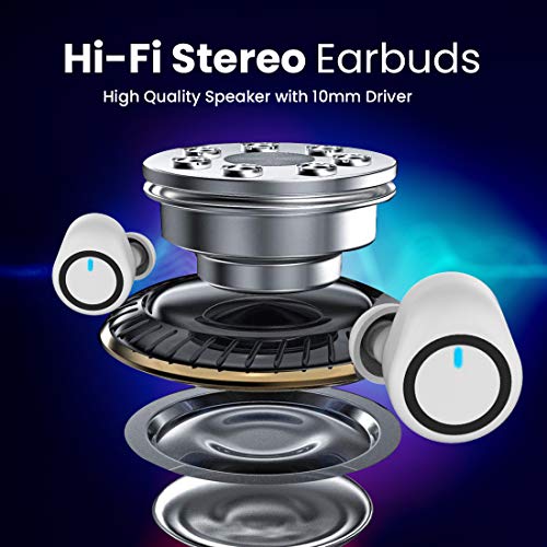 Image of PTron Bassbuds in-Ear True Wireless Bluetooth 5.0 Headphones with Hi-Fi Deep Bass, 20Hrs Playtime with Case, Ergonomic Sweatproof Earbuds, Noise Isolation, Voice Assistance & Built-in Mic - (White)