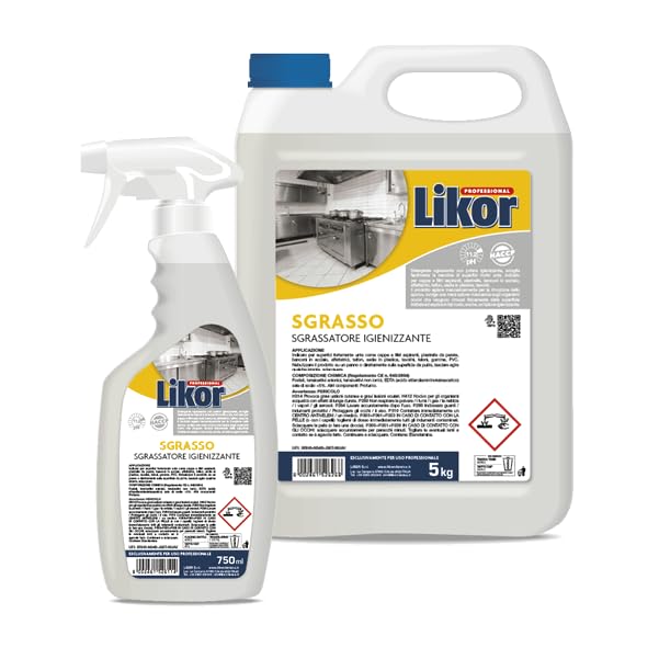 Detergente sgrassante con potere igienizzante,cf da 6 pezzi da 750 ml spray nebulizzante - Sgrasso likor smacchiatore per superfici unte scoglie i grassi per ristornati hotel e bar