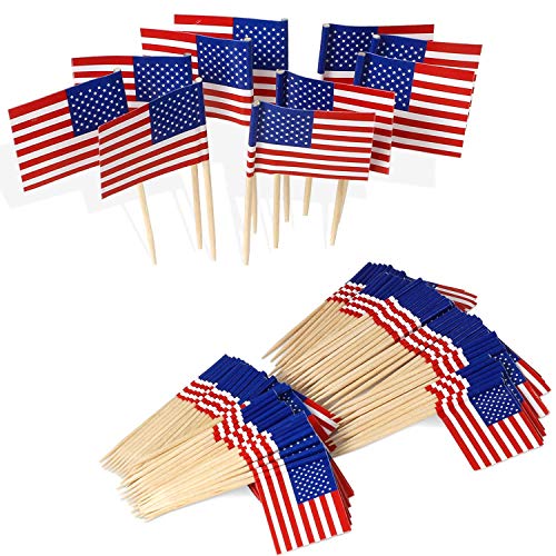 Anley US Flag Toothpick Flag - Vivid Double Sides Print, Smooth Solid Pick - Party Decoration Cocktail Fruit Stick Toothpicks Cupcakes Toppers (100 pcs)
