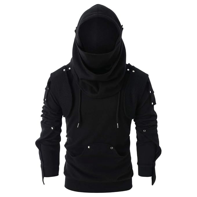 Leomodo Rivet Long Sleeve Drawstring Pullover Hoodie Black : Amazon.in: Clothing & Accessories