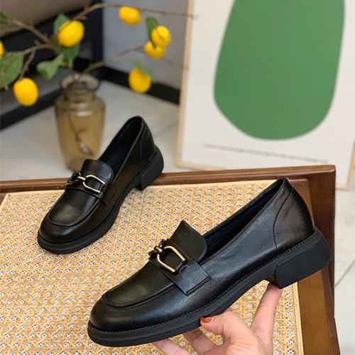 Women's Leather New British Style Soft Sole Slip-On Oxford Shoes Soft Bottom Work British Style Small Leather Single Anti-Slip4