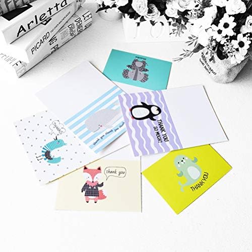 24 Pcs Kids Thank You Cards, Cards with Stickers and Envelopes Foldable Animals Thank You Cards for Teacher Birthday Children Weddings Baby Shower (Style 1)