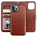 Bocasal Compatible with iPhone 12 Pro Max Wallet Case with Card Holder PU Leather Magnetic Detachable Kickstand Shockproof Wrist Strap Removable Flip Cover 6.7 inch (Brown)