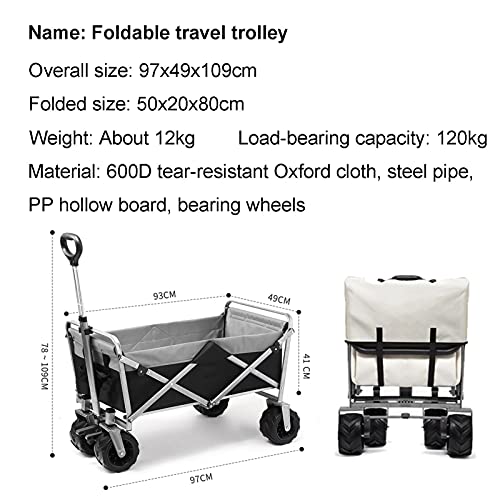 Garden Trolley Buiten Tuinwagen, Opvouwbare Draagbare Opbergtrolley Voor Kamperen/strand/reizen, 120 Kg Draagvermogen… - Image 6