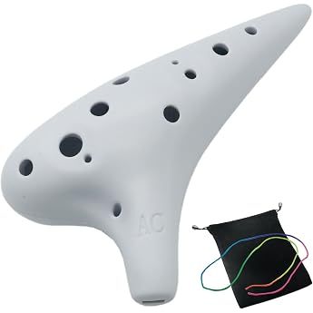 Aestivate Plastic Ocarina Musical Instrument 12 Holes Alto C Style Plastic AC Ocarina Playing Tube, Resin White