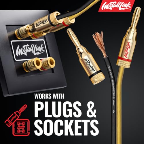 Image of Install Link 16 AWG Gauge Speaker Wire (100 Feet) Car or Home Theater (CCA) | 16 /2 Speaker Cable, 2-Conductor, Frosted Yellow /Black, Easy Strip, Polarity ID, for Car Audio & Home Stereo