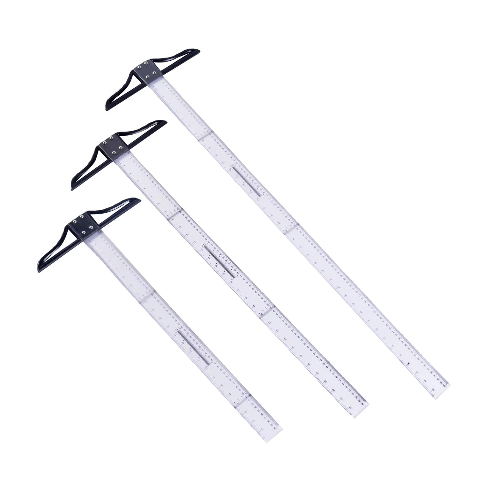 Netbiio Removable T-Shaped Acrylic Measuring Ruler Non-Reflective Construction Technique Drawing Clear Scale Acrylic Ruler