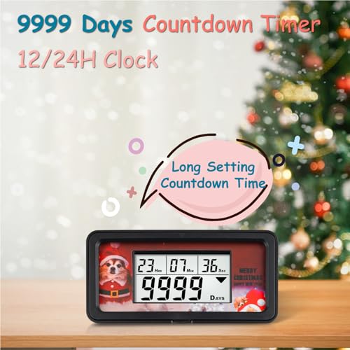 NInE-ROnG Backlight Digital 9,999 Days Countdown Timer Big LCD Display 12/24H Clock for Retirement Vacation Graduation Christmas Weddings Birthdays Children's Day Halloween World Cup and Other Scenes - Image 2