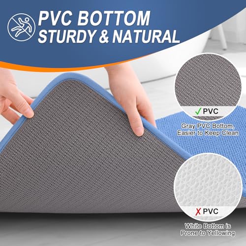 Image of OLANLY Thick Memory Foam Bath Mat Rug 30x20, Extra Soft Absorbent Bathroom Rug, Quick Dry Bath Mat, Non-Slip, Machine Washable Carpet for Floor, Tub and Shower, Home Decor Accessories, Cornflower Blue