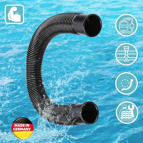 Kalitec Druckschlauch 38 mm 62 cm schwarz - flexibler Saug-Druckschlauch - für Poolpumpe, Sandfilteranlage und Skimmer - Anschlussschlauch 1 1/2 Zoll Pumpenschlauch Poolrohr
