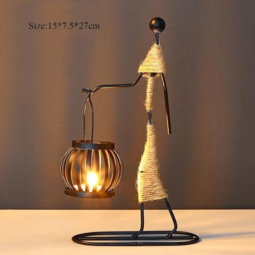 Qiaozhi QZ1020 Creative African Tribal Lady Candle Holders Sets Of 2,African Women Iron Candlestick Holder thumb #1