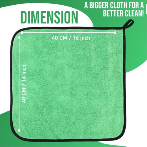 Image of Btag Microfiber Cleaning Cloth, 40x40 cms 600 GSM | Highly Absorbent,Lint and Streak Free, Multi-Purpose Wash Cloth for Kitchen,Car,Window,Stainless Steel,Silverwear(Green 40x40cms) Pack of 1