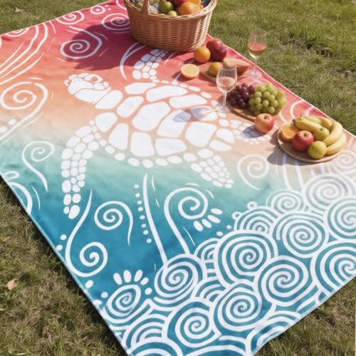 Mikrofaser Strandtuch 180x100cm,Handtuch Schnelltrocknend Groß mit Aufbewahrungstasche,Sandfest, Leicht und Schnelltrocknend Gym Handtuch für den Strand,Gym, Travel,Strand,Sauna (Meeresschildkröte)