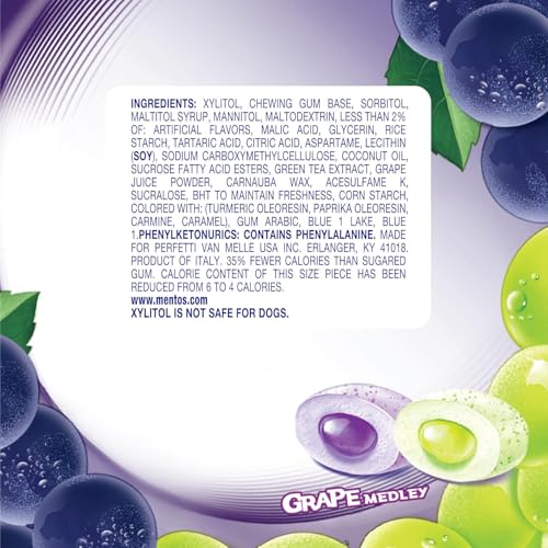 Image of Mentos Pure Fresh Sugar-Free Chewing Gum with Xylitol, Grape Medley, 50 Piece Bottle (Bulk Pack of 6)