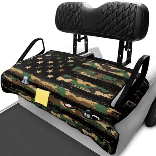 Howilath American Flag Camo Golf Cart Seat Covers, Versatile Blanket & Cushion Towel, Universal Golf Accessories Fitting Most 2-Seat Golf Carts