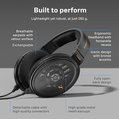 HD 660S2 Cuffie Stereo con Cavo da Audiofili con Bassi Profondi, Surround Ottimizzato, Flusso d'Aria nel Trasduttore, Sistema di Magneti Ventilati e Bobina Vocale, Nero - Cuffia gaming - Immagine 11