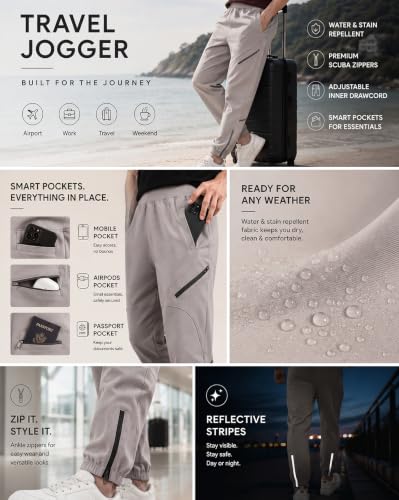 Image of NOBERO Men's Oversized Travel Joggers | Loose Fit | Baggy Relaxed Fit Joggers for Travel