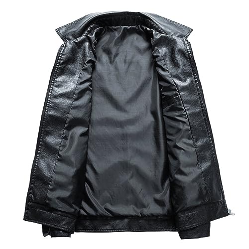 Chaqueta de cuero para hombre con cierre y bolsillos miniatura 3
