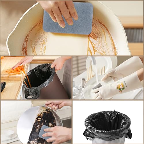 Image of Sponge Individually Wrapped, Kitchen Dishs Sponge Bulk Cleaning Sponges Scouring Pads, Small Trash Bags Bulk Black Bin Liners Garbage Bags for Camping, Travel, Hotel (40 Pack) (Black Gray)