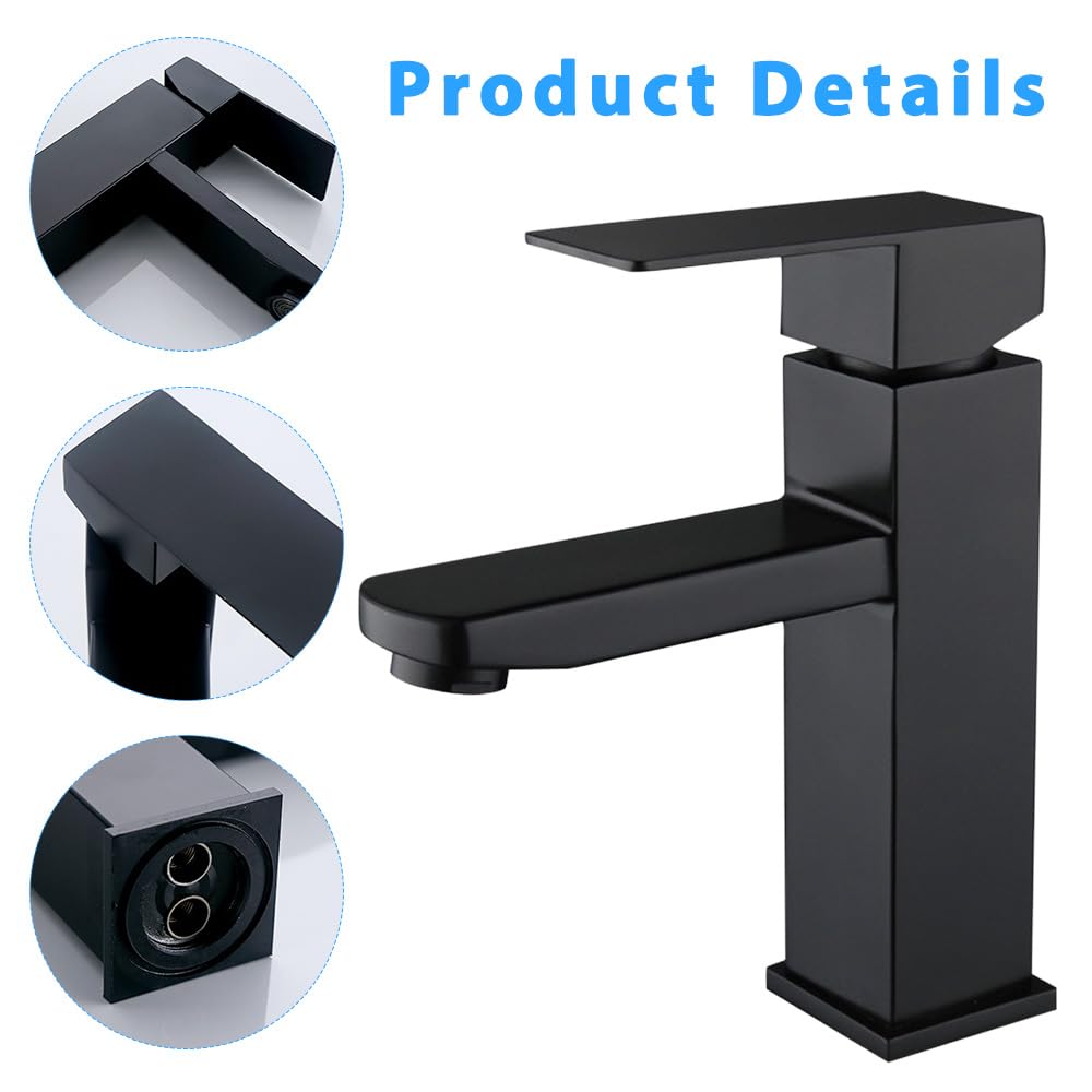 Mineup Baño Grifo Negro, Grifo Lavabo Negro, Grifo Lavabo Cascada Con Dos Mangueras, Grifo Bañera Baño, Monomando De Lavabo