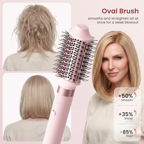 Image of MESCOMB 6 in 1 Hot Air Styler Wrap, Professional Hair Styler with Thermal Round Brush for Blowouts, Fast Drying for Blow Dry, Curling, Volumizing, Straightening, Salon Results in Minutes (Light Pink)