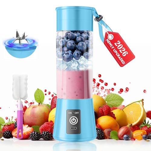 2026 Newly Upgraded Portable Smoothie Blender - Cordless Personal Blender Type-C Rechargeable, 13Oz Juice Cup BAP Free, 20,000Rpm Speed Powerful Blending, Freshly Squeezed in Sports/Office