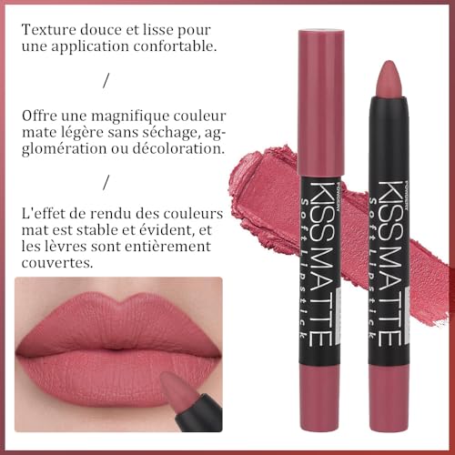 Evpct 3Pcs Nude Beige Matte Lip Liner Crayon Pencil And Lipstick Set Chestnut Brown Mauve Thick Matte 24 Hour Long Lasting Waterproof Lipstick 5&6&9 thumb #2