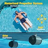 HopeRock Inflatable Motorized Pool Floats for Adults - Rechargeable Pool Lounger with Dual Motors & 2 Storage Compartments, Electric Water Lounger Float, Pool Raft Holds up to250lb, Pool Toys Adults