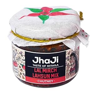 Jhaji Store's Lal Mirch Lahsun Chutney | Bihari Style Homemade Spicy Chutney| Tangy, Spicy, Sour and Chatpata | Chopped Banarasi Lal Mirch | Sun-Dried. No Artificial Preservatives & Colors - 250g