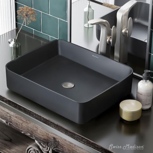 Image of Concorde 20 inch Rectangle Ceramic Vessel Sink in Matte Black