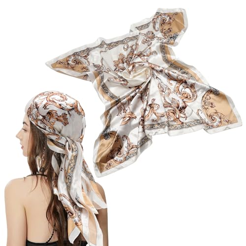 HENGBIRD Seidentuch Damen 90x90 cm Quadratisch - Kopftuch mit glänzendem Satin-Finish für Haare Hals Tasche - Leichtes Tuch Accessoire für Reisen Geschenk