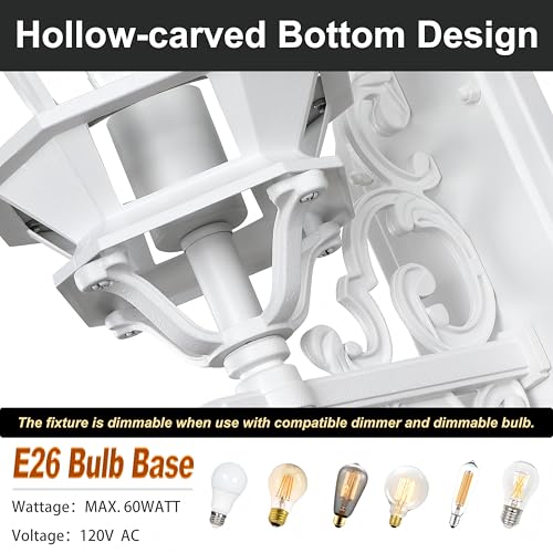 Image of 23 Inch Vintage White Wall Sconce - Large White Outside Light for House, Die-cast Aluminum and Glass Extra Large Outdoor Wall Light for Porch Garage Outdoor Lighting 23 inch Exterior Porn Lantern,E26