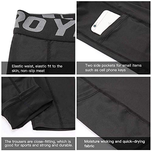 3 Pack Compression Shorts Men with Pocket Cool Dry Spandex Athletic Shorts Biker Running Tights Underwear4