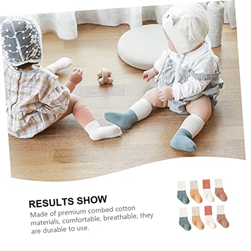 4pairs Simple Warm Socks Newborns Cotton Socks Boys Girls Comfortable Winter4