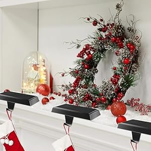 3-Pack Christmas Stocking Holder Bases - Mantel Stocking Hangers & Hooks for Fireplace Stand, Hanging Holder, Weighted Hangers for Xmas Holiday Decoration (Black, 3) 3 Pack Christmas Stocking Holder Bases Mantel Stocking Hangers Hooks for Fireplace Stand Hanging Holder Weighted Hangers for Xmas Holiday Decoration Black 3