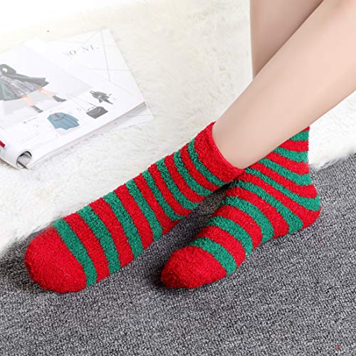 Image of Toes Home Fuzzy Socks for Women, 6 Pairs Cozy Winter Fluffy Slipper Socks