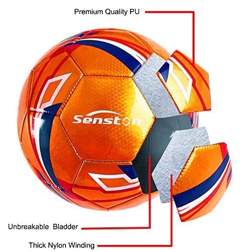 Image of Senston Pu Football Match Ball Size 5 Official Training Football Adults And Younth Soccer Ball Futsal,Orange