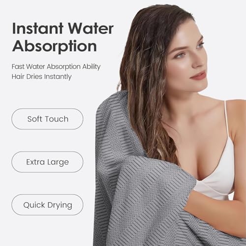 Image of JML Bath Towels Set of 2, 30 inch x 60 inch, Large Microfier Body Towel for Adult, Oversized, Soft, Super Absorbent, Fast Drying, Use for Sauna, Salon, Gym,Sport, Fitness, Yoga, Diamond Cross Grid Gray