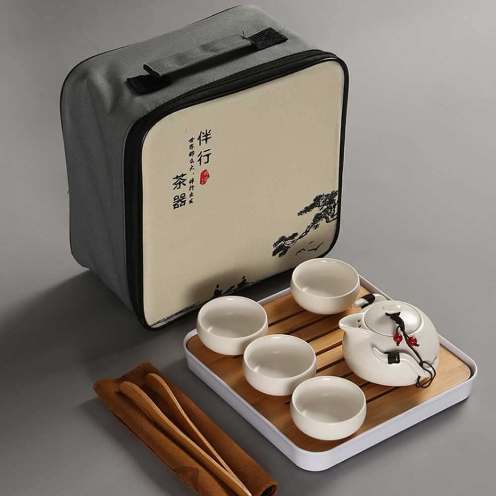 RAEF Beker Theeset Mok Thee Fu Of Theepot Reis Draagbare Theekop Service Chinese Ceremoniële Thee Porselein Gaiwan Set Keramisch Kung