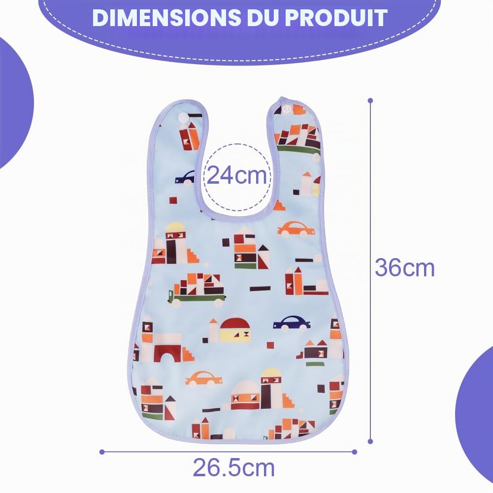 Aolso Bavoirs Bébé 7pcs - Imperméable et Lavable, Bandana avec Grandes Poches, Alimentaires pour Garçons et Filles