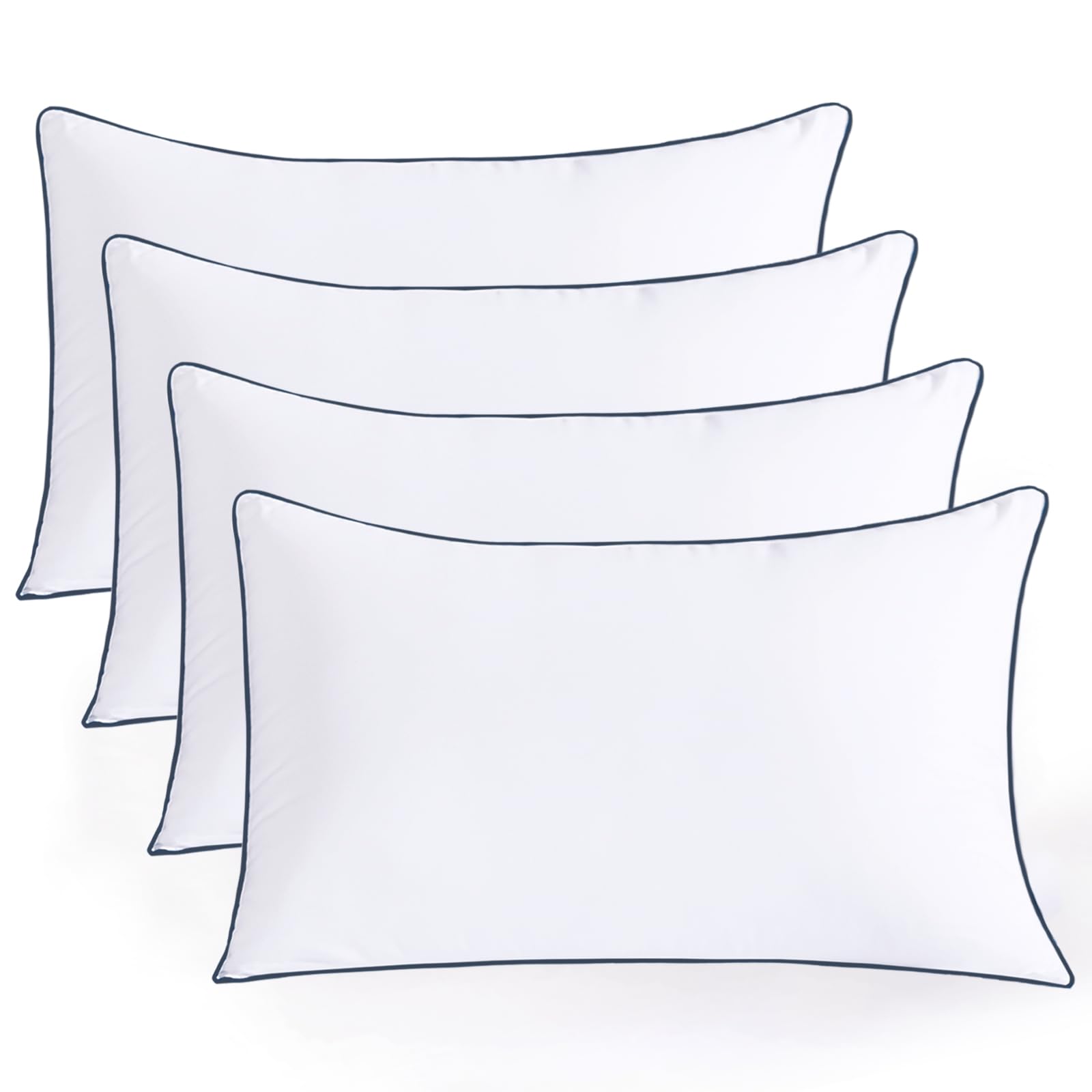 Pillows Standard Size Set of 4,Soft Microfiber Standard Pillows with Hollow Fiber,Hotel Quailty Bed Pillows for Sleeping 4 Pack for Back,Stoamch Sleeper