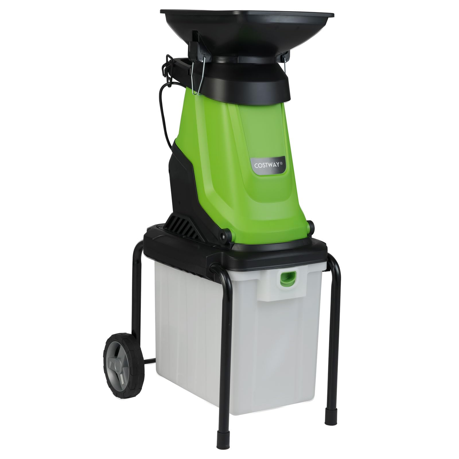 FANTASK Trituradora eléctrica de jardín, 3000 W-55 x 44 x 106 cm, trituradora de jardín con ruedas, caja de 50 L, grosor de corte de 45 mm, con cable, trituradora de rodillos eléctrica para limpieza
