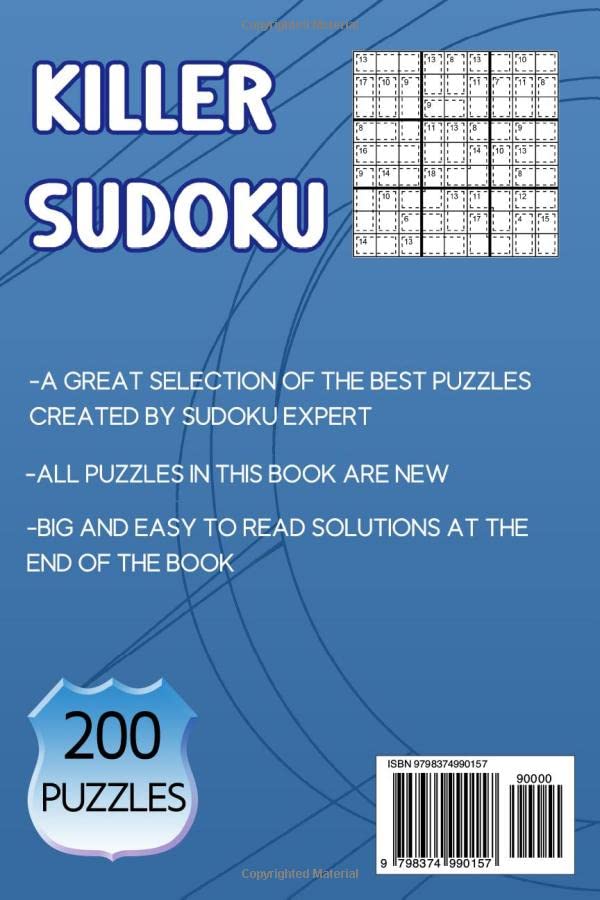 Vista 2 de Killer Sudoku book for adults Easy to Medium 200 Sudoku Puzzles Easy to Medium