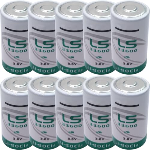 LITKEQ (Pack of 10) 3.6V LS33600 Battery D Size 17000mAh 17 Ah 3.6V Lithium Thionyl Chloride Battery, Non-Rechargeable