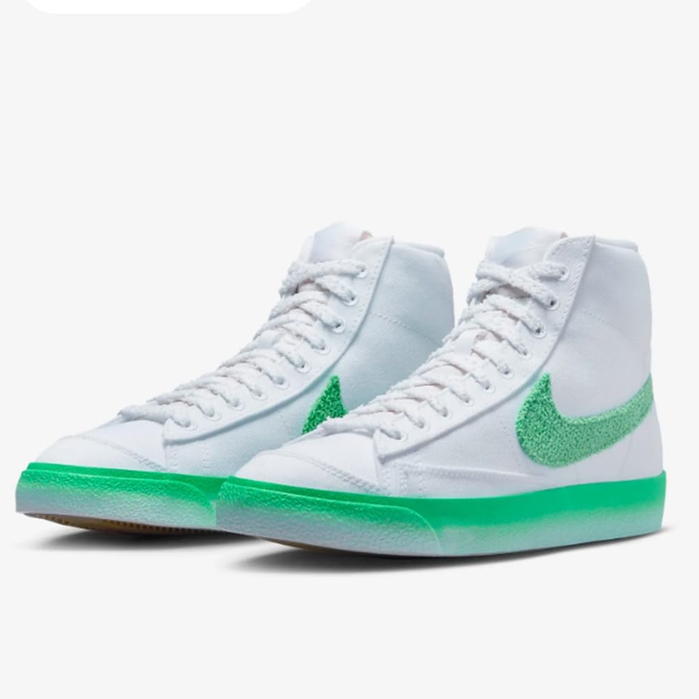 NIKE W Blazer MID '77 Adult FJ4547-100 (White/Spring Green-Barely GREE), Size 9.5