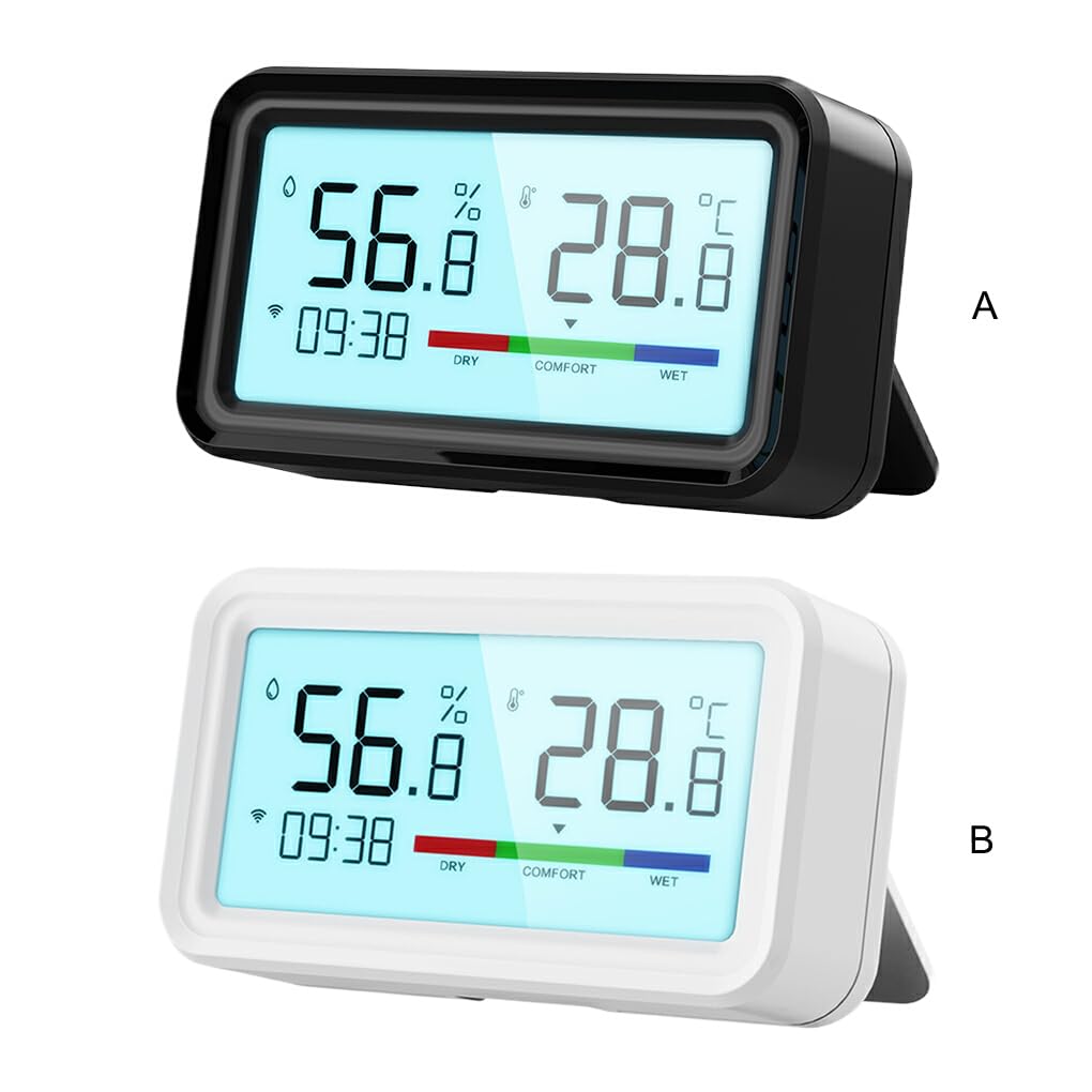 Desktop Pulito con sensore di umidità di Temperatura WiFi Serie C-Smart Che monitora Il termometro di Temperatura e umidità, Wi-Fi Bianco